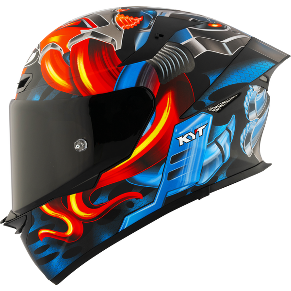 Motorcycle full face matt finish helmet - fire and ice from machine mouth graphic - ece 22.06 / ISI 