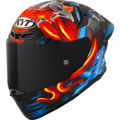 Motorcycle full face matt finish helmet - fire and ice from machine mouth graphic - ece 22.06 / ISI 