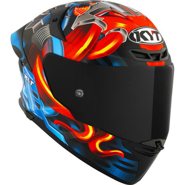 Motorcycle full face matt finish helmet - fire and ice from machine mouth graphic - ece 22.06 / ISI 