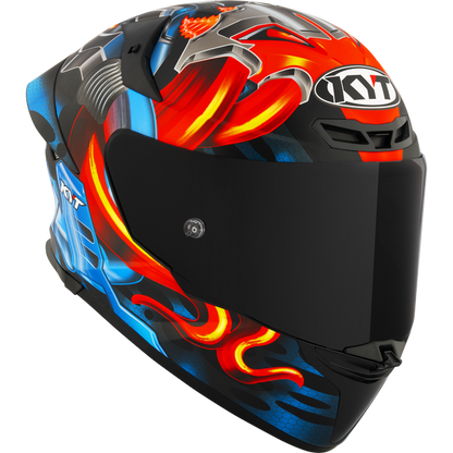 Motorcycle full face matt finish helmet - fire and ice from machine mouth graphic - ece 22.06 / ISI 