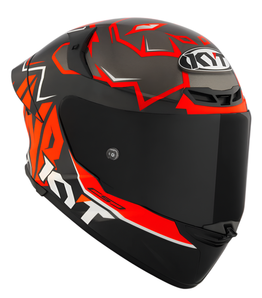 Motorcycle full face helmet black red with grey KYT graphics