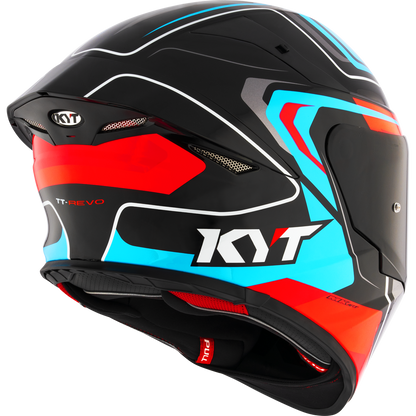 Motorcycle full face helmet - blue red black glossy geometric decal - ISI 