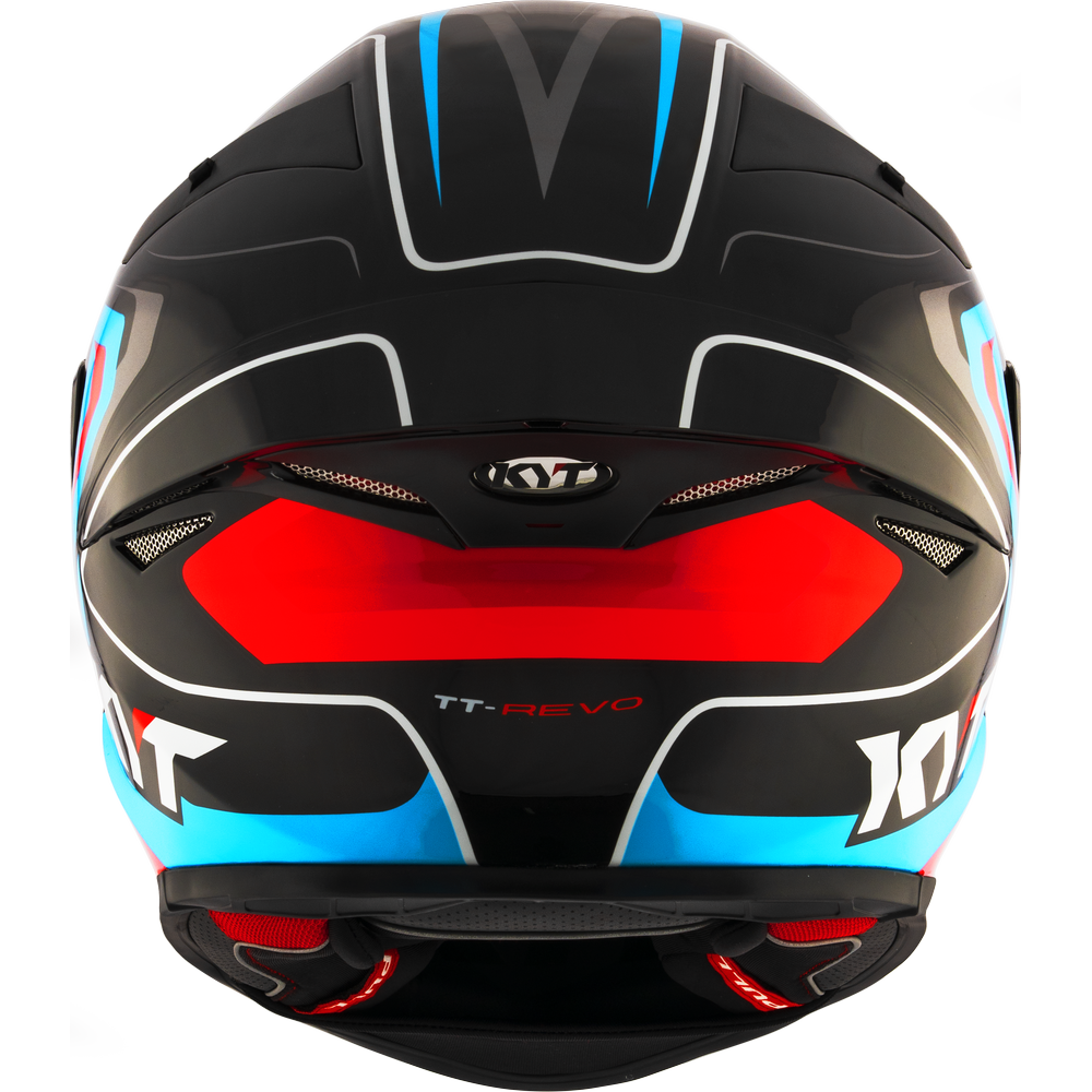 Motorcycle full face helmet - blue red black glossy geometric decal - Track ready