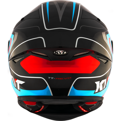 Motorcycle full face helmet - blue red black glossy geometric decal - Track ready
