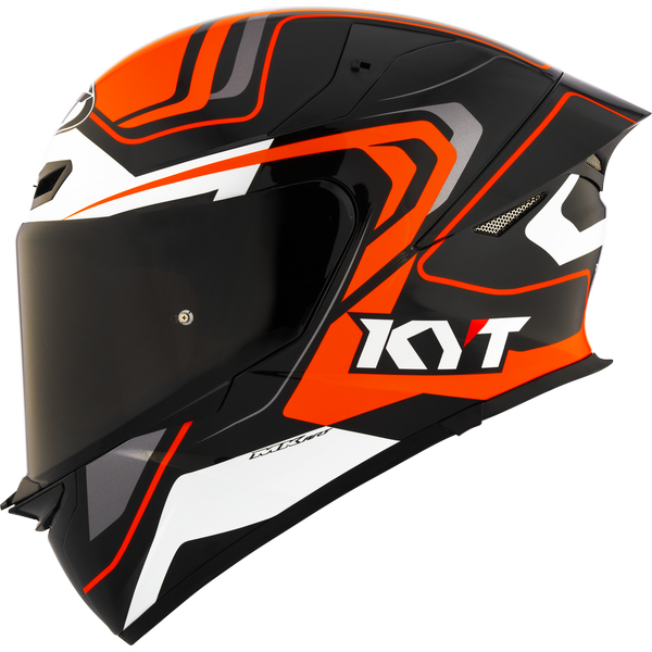 Motorcycle full face helmet black orange white geometric design - ece 22.06