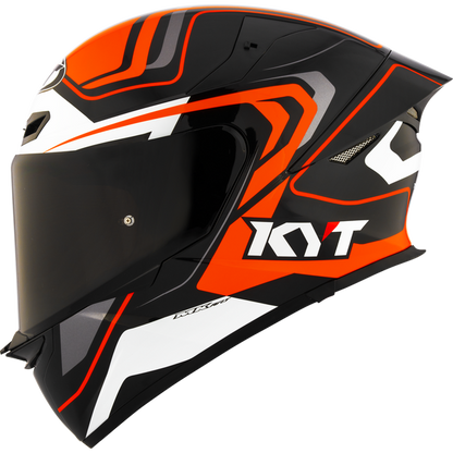 Motorcycle full face helmet black orange white geometric design - ece 22.06
