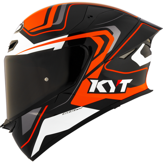 Motorcycle full face helmet black orange white geometric design - ece 22.06
