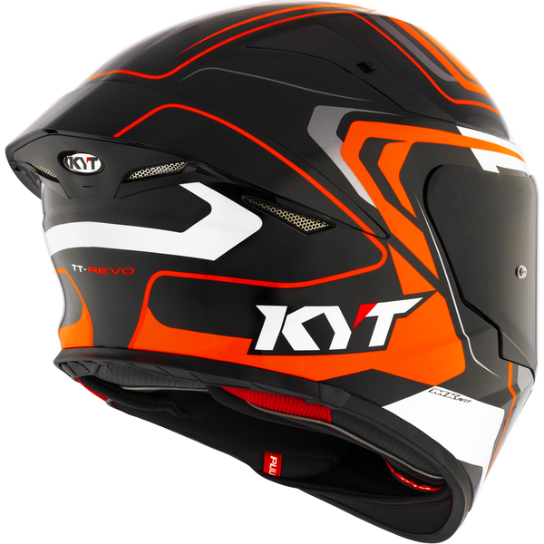Motorcycle full face helmet black orange white geometric design - aerodynamics - apex