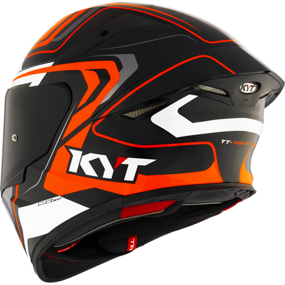 Motorcycle full face helmet black orange white geometric design - safety for street and track