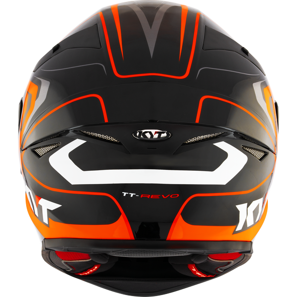 Motorcycle full face helmet black orange white geometric design - 6 point ventilation system