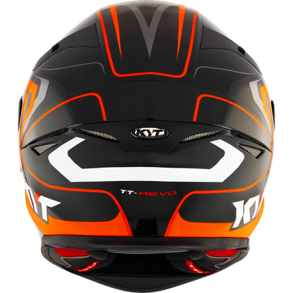 Motorcycle full face helmet black orange white geometric design - 6 point ventilation system