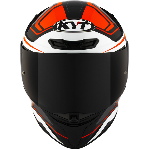 Motorcycle full face helmet black orange white geometric design - sport touring