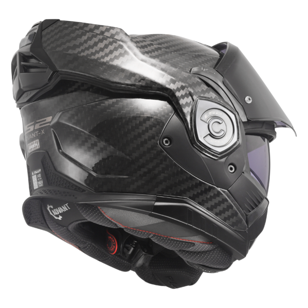 Motorcycle carbon fiber modular helmet with sun visor black gloss 