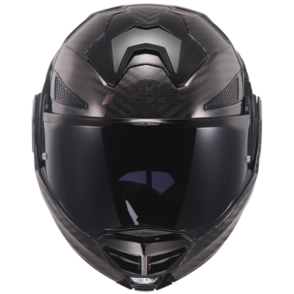 Motorcycle carbon fiber modular helmet with sun visor black gloss 