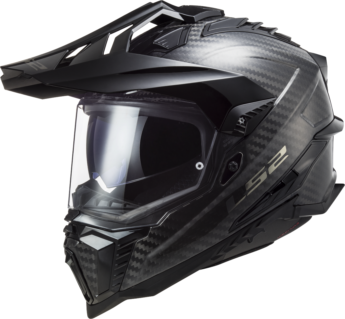 Motorcycle full face adventure trail helmet with peak carbon fiber