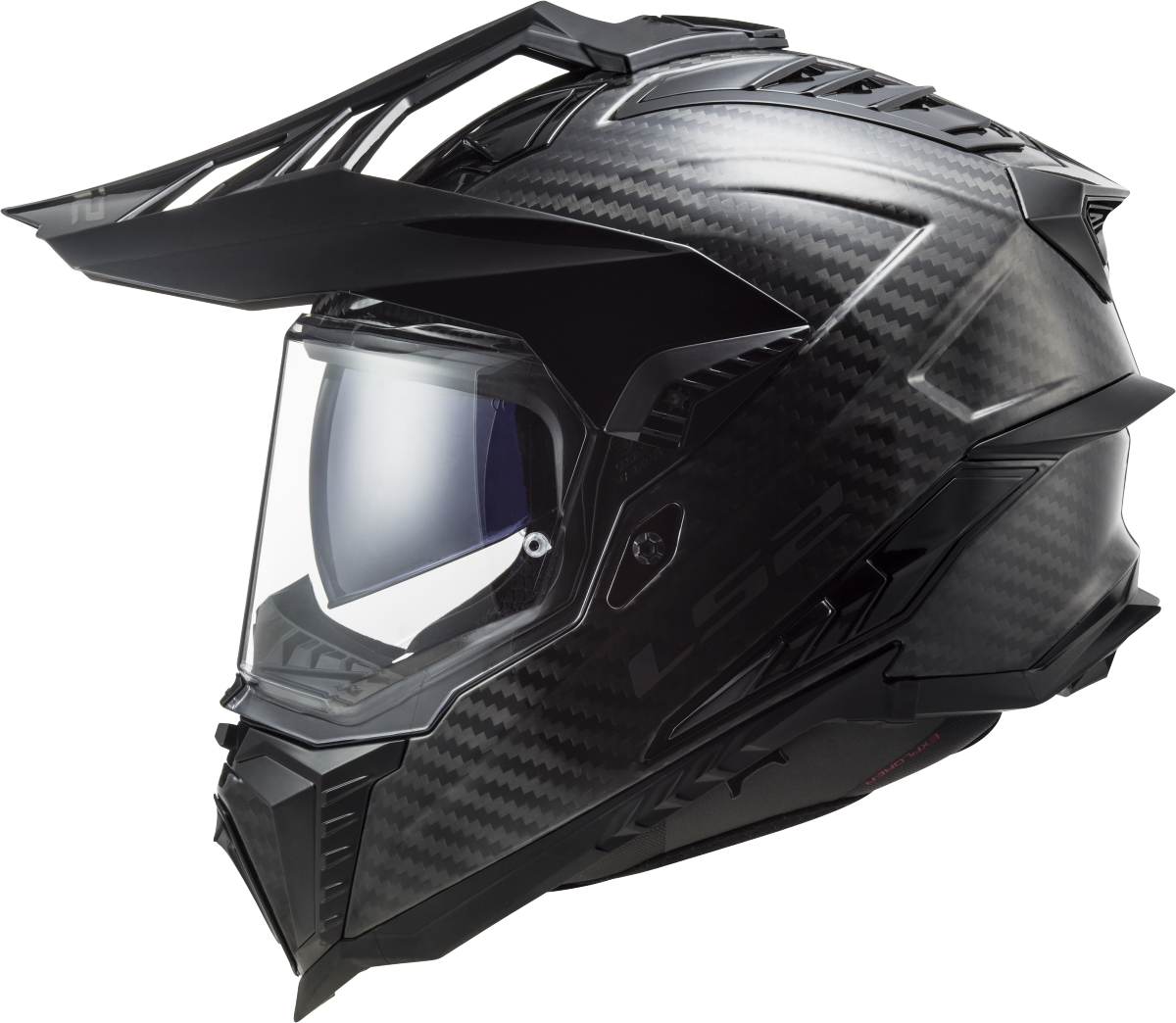 Motorcycle full face adventure trail helmet with peak carbon fiber