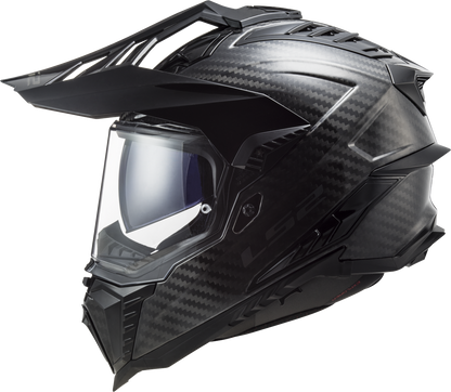 Motorcycle full face adventure trail helmet with peak carbon fiber
