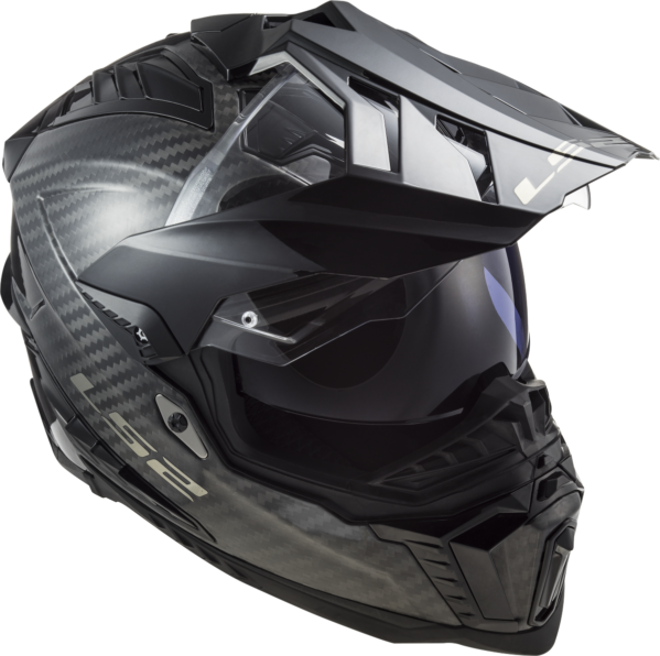 Motorcycle full face adventure trail helmet with peak carbon fiber