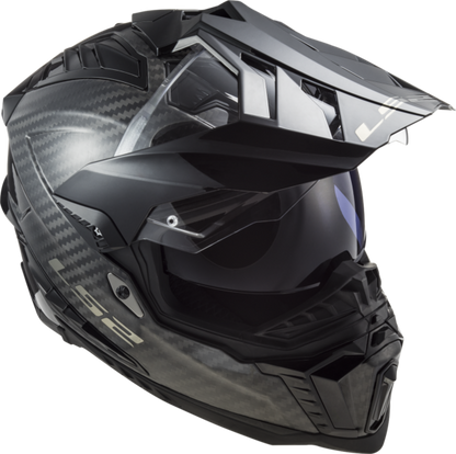 Motorcycle full face adventure trail helmet with peak carbon fiber