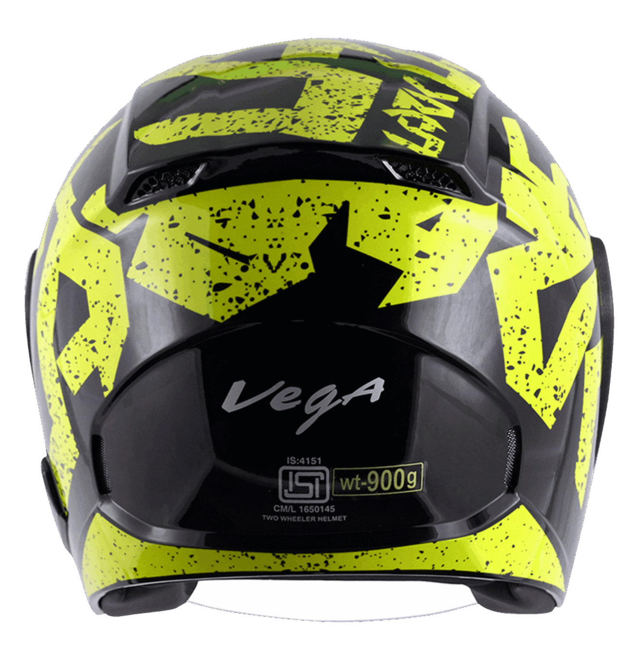 scooter/motorcycle open face helmet black with green text graphics