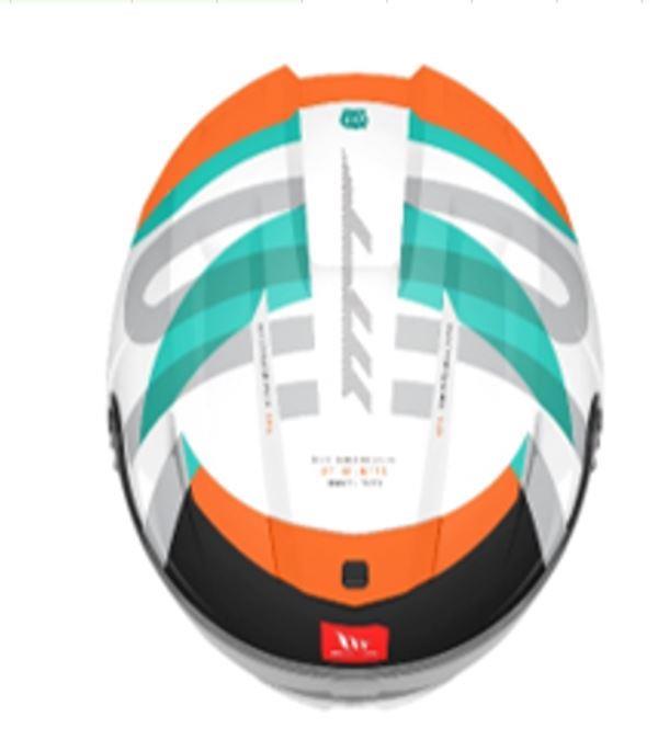 Motorcycle full face helmet white with orange and green 