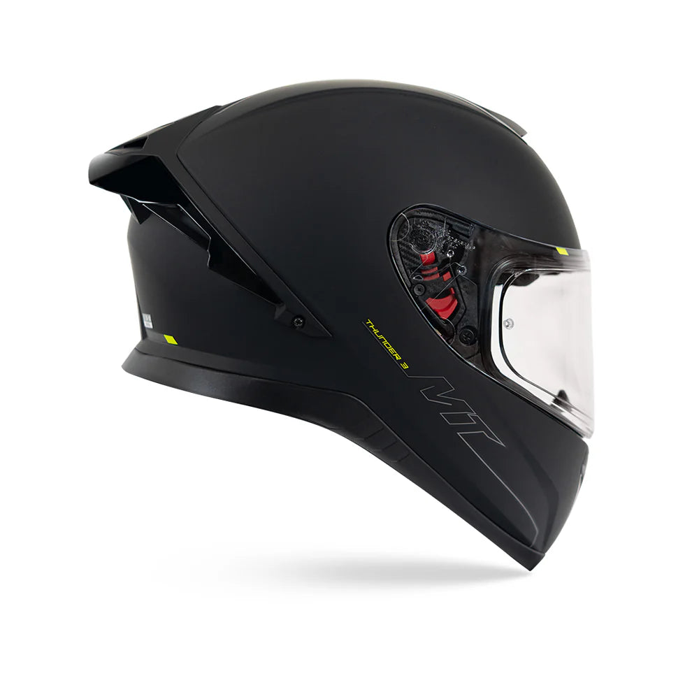 Motorcycle full face helmet matte black - sun visor, ece 22.06, dot, isi