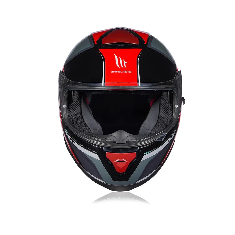 Motorcycle full face helmet glossy black red with grey mix graphics