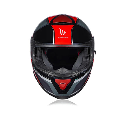 Motorcycle full face helmet glossy black red with grey mix graphics