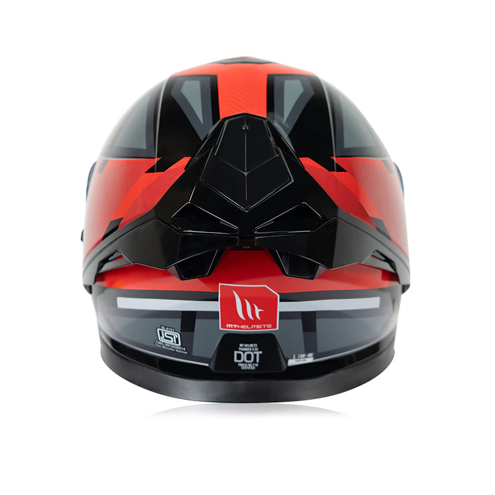 Motorcycle full face helmet glossy black red with grey mix graphics