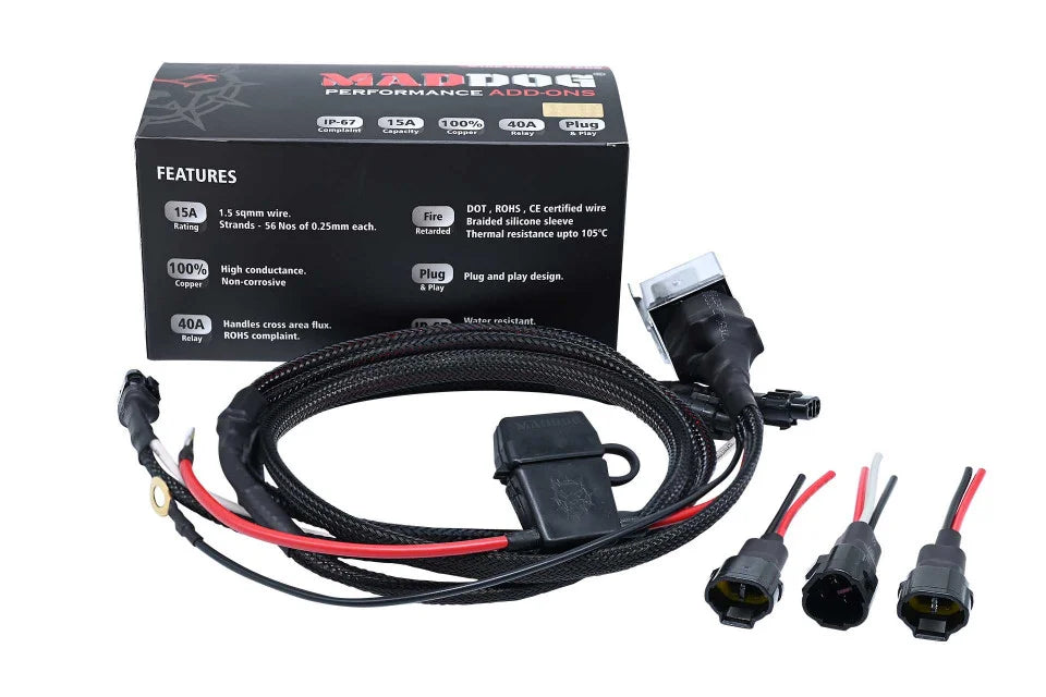 wiring harness pro-version for motorcycle fog/aux lights for maddog lights