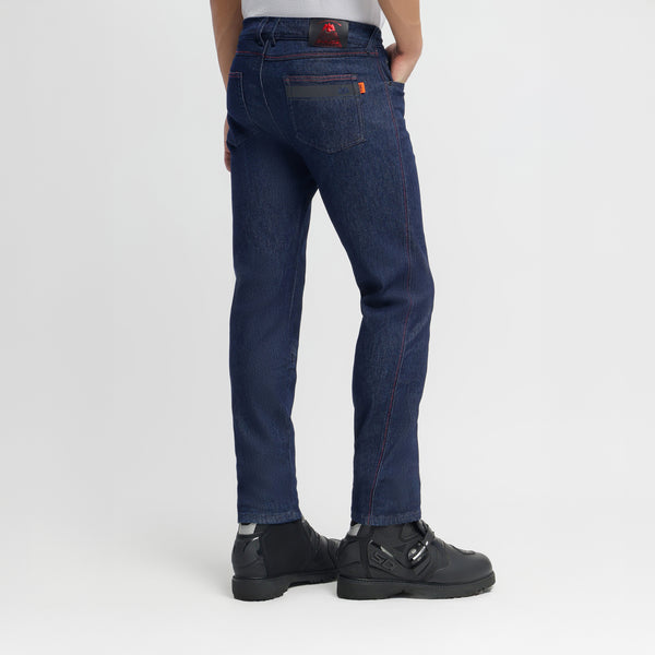 Motorcycle riding denim with armalith tough denim D3O armour dark blue colour 