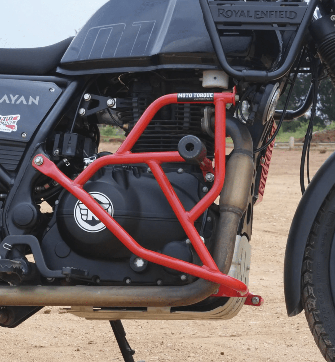 Motorcycle red crash guard for Himalayan 411 Royal enfield