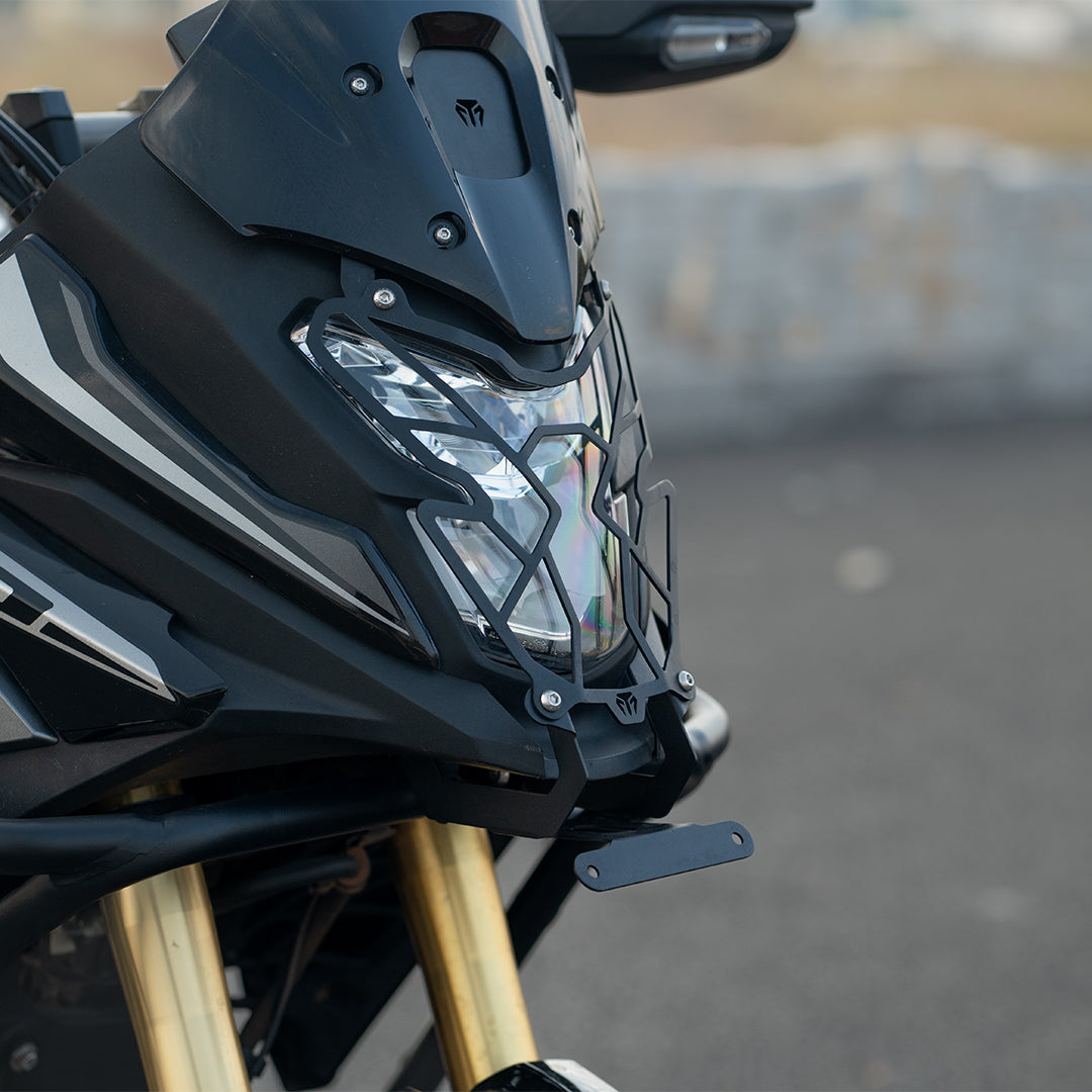 Motorcycle black headlight grill for debris protection honda NX 200 / CB 200 X