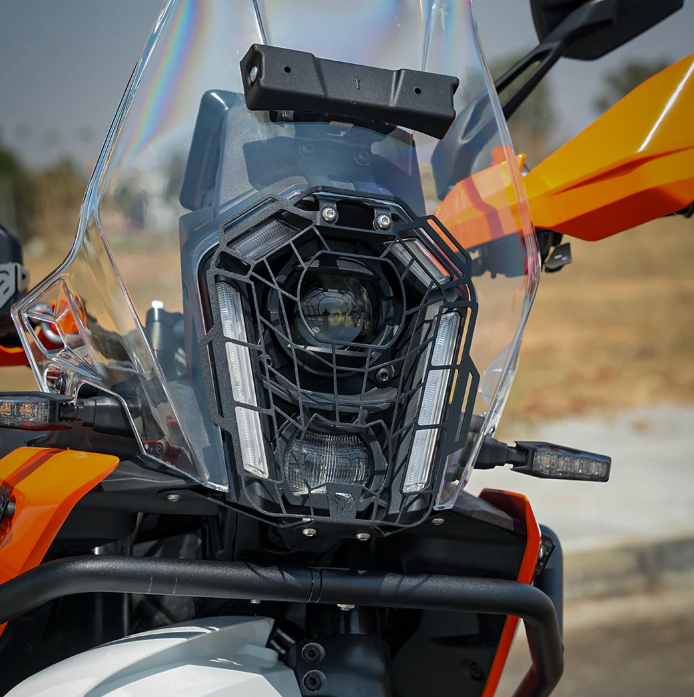 Motorcycle headlight grill black spider design for ktm adventure 390/X