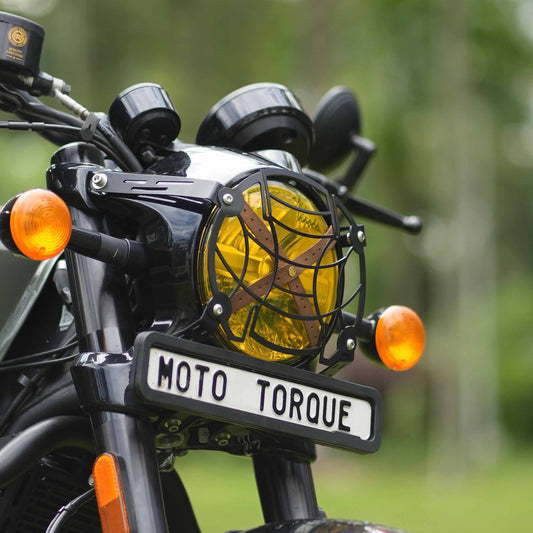 Motorcycle headlight grill / guard black for royal enfield shotgun 650 