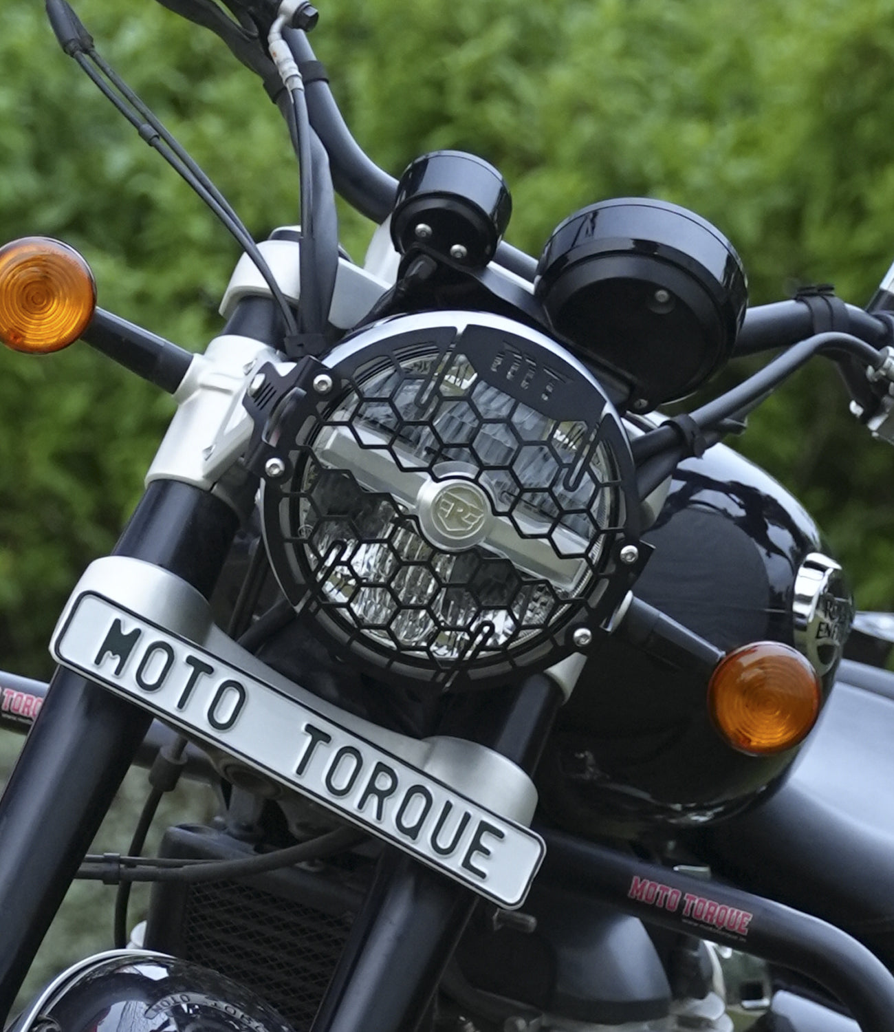 Motorcycle headlight grill black for royal enfield super meteor 650