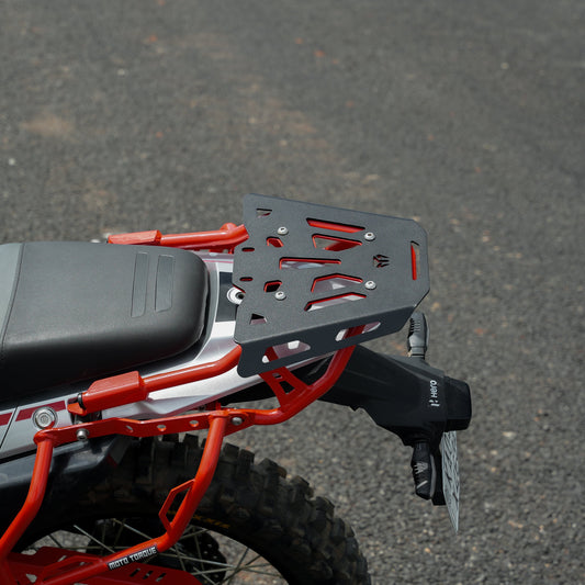Motorcycle luggage back carrier with red holding mount black plate for hero xpulse 210
