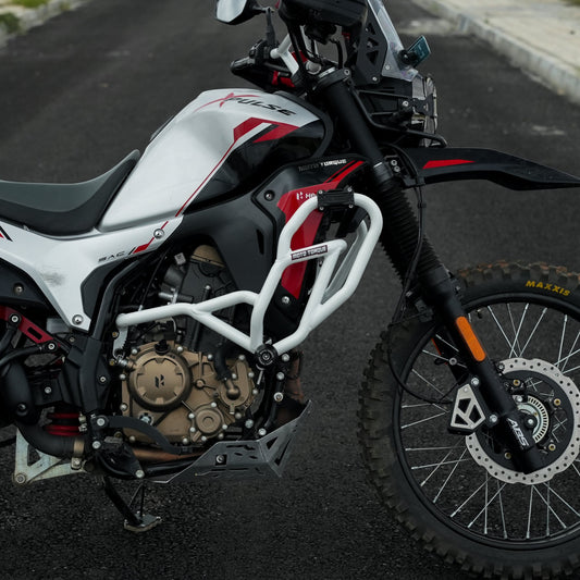 Motorcycle crash guard white for Hero Xpulse 210 