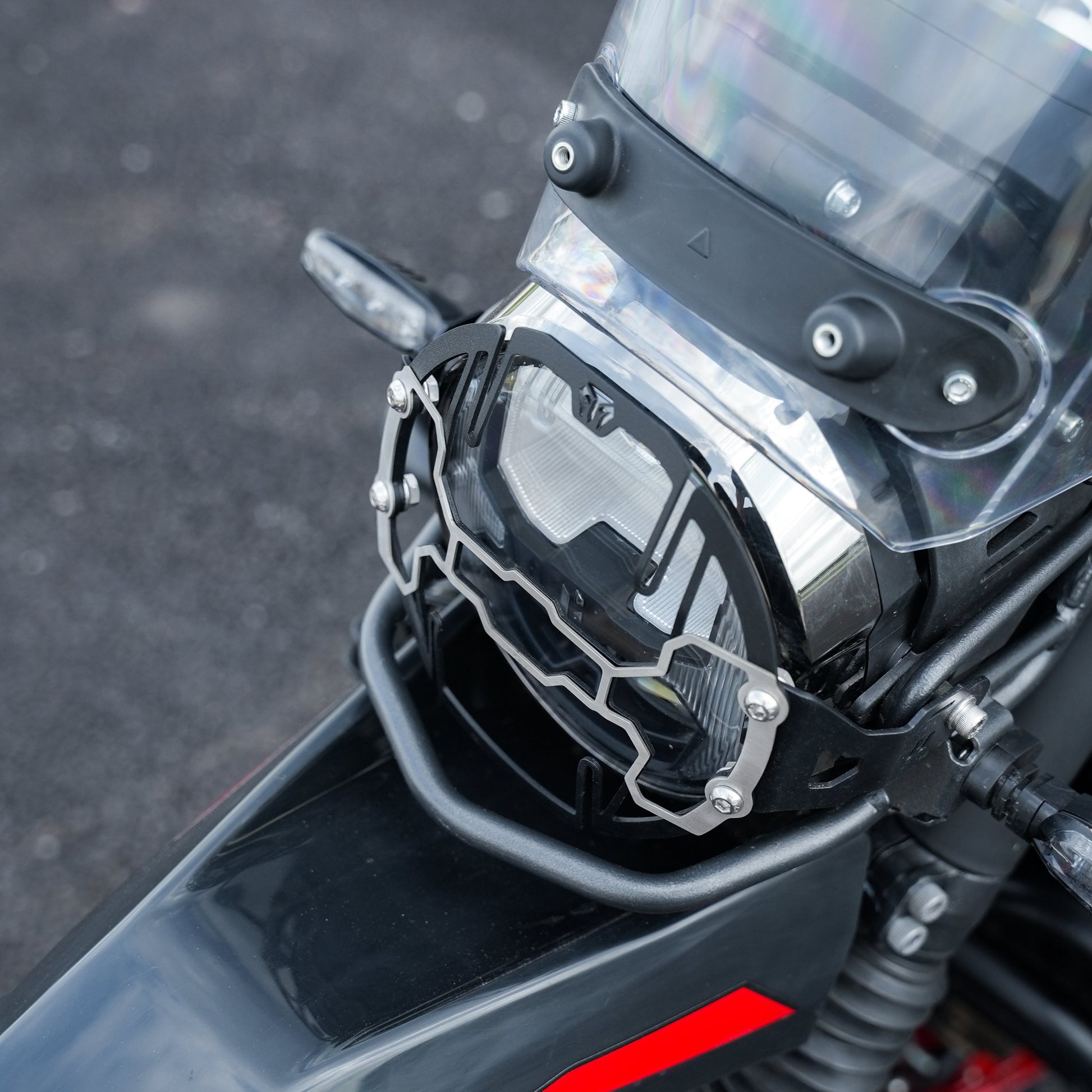Motorcycle headlight guard silver & black for hero xpulse 210 retro modern style