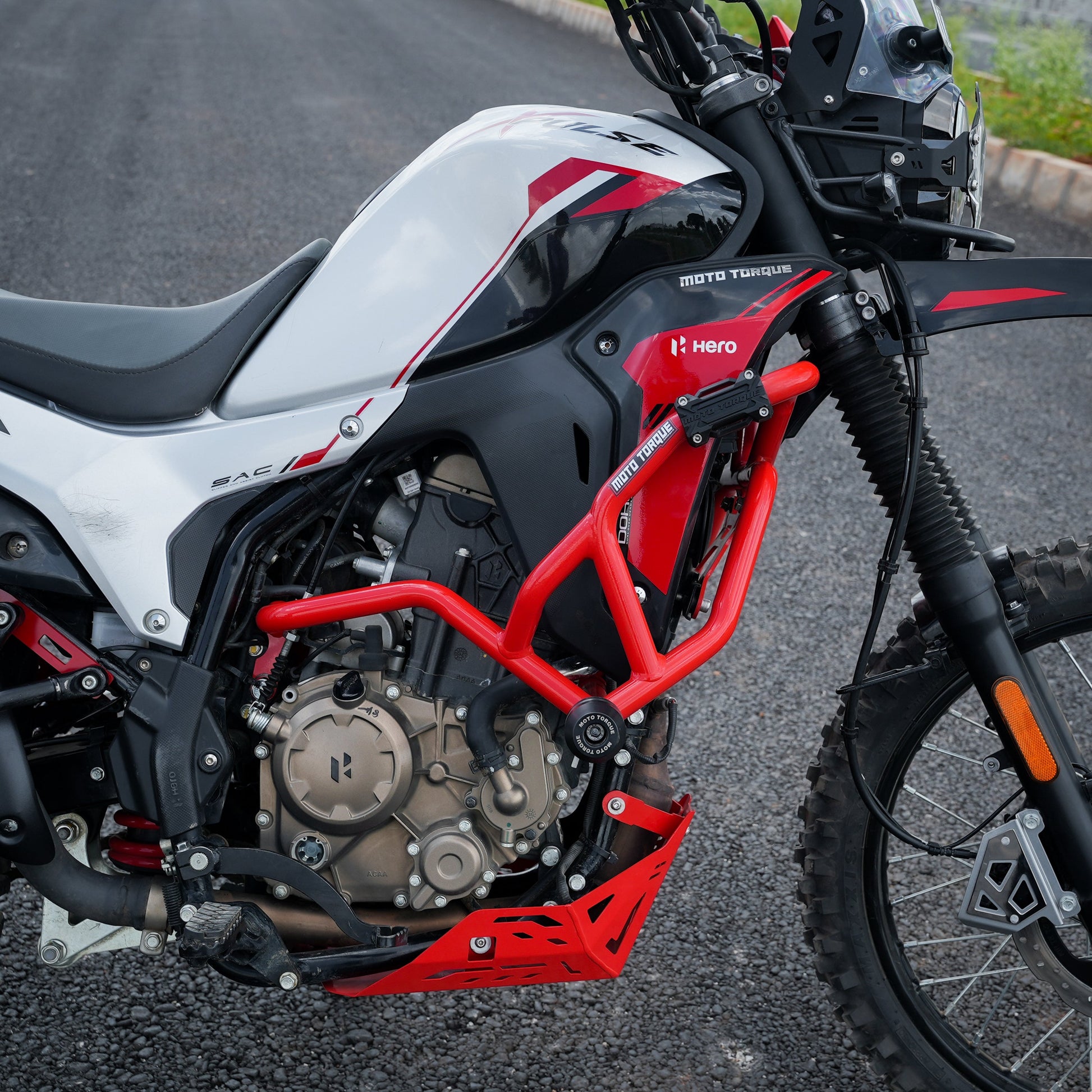 Motorcycle crash guard red for hero xpulse 210 