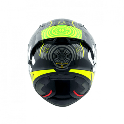 Motorcycle full face helmet black with yellow graphical NHK