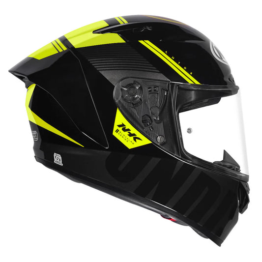 Motorcycle full face helmet black with light green undisputed graphic in black