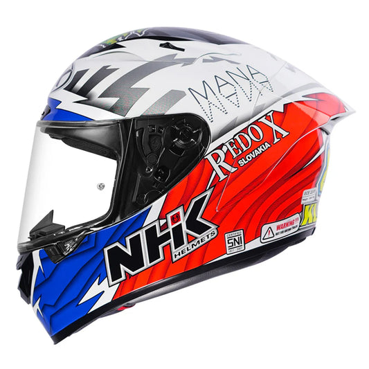 Motorcycle full face helmet NHK Jakub graphics white with red and additional colours