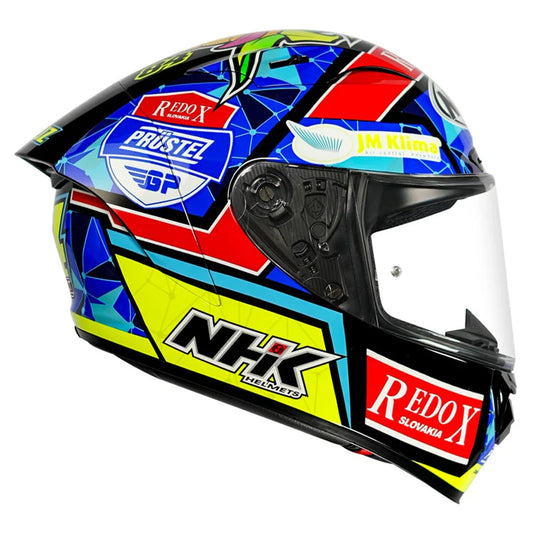 Motorcycle full face helmet NHK Jakub graphics blue with green and additional colours