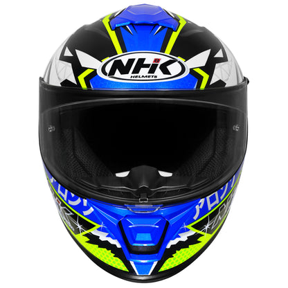 Motorcycle full face helmet Alonso lopez white red blue green decal graphic - race look, dual visor