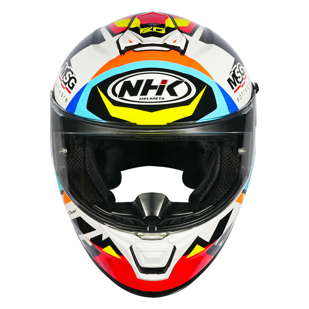 Motorcycle full face helmet black/white/yellow/blue Bo bensneyder graphics 
