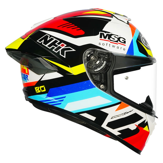 Motorcycle full face helmet black/white/yellow/blue Bo bensneyder graphics 
