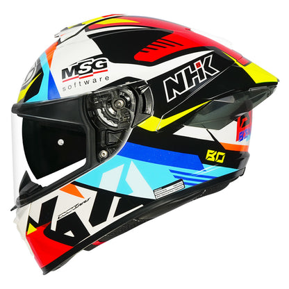 Motorcycle full face helmet black/white/yellow/blue Bo bensneyder graphics 