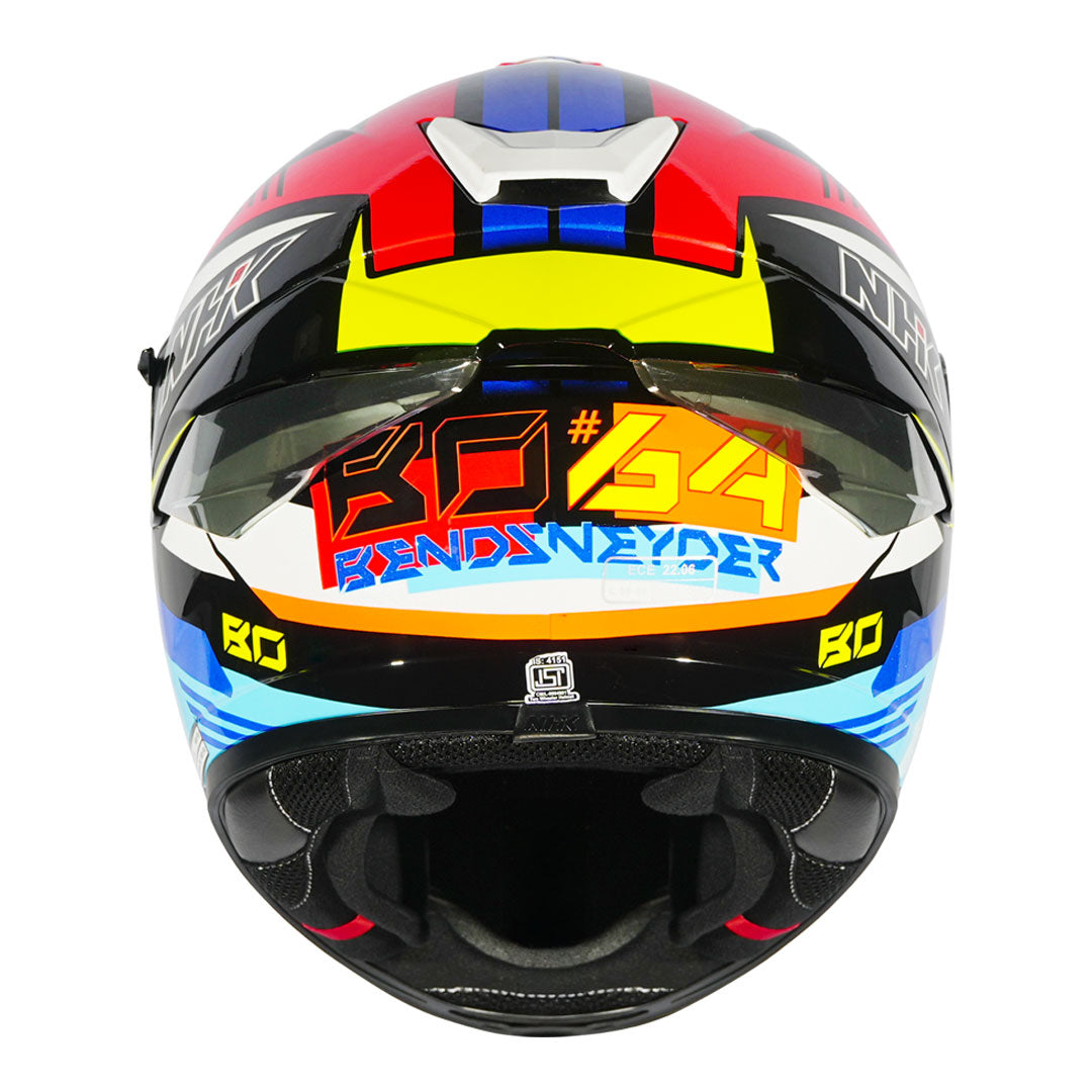 Motorcycle full face helmet black/white/yellow/blue Bo bensneyder graphics 