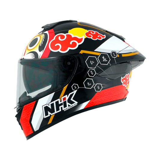 Motorcycle full face helmet cats eating and related graphics red with black with added white with bright cat eyes on front